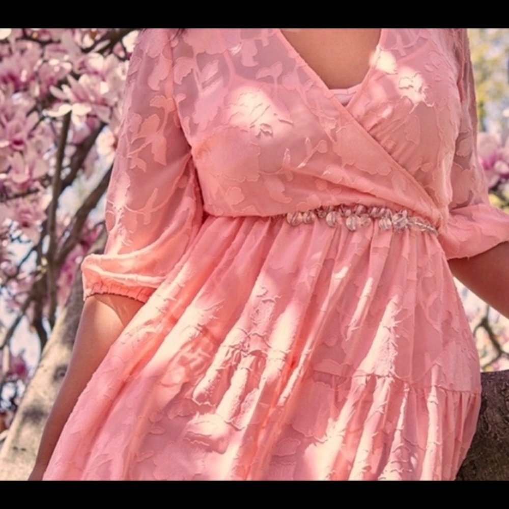 Tea length pink summer floral dress size 20